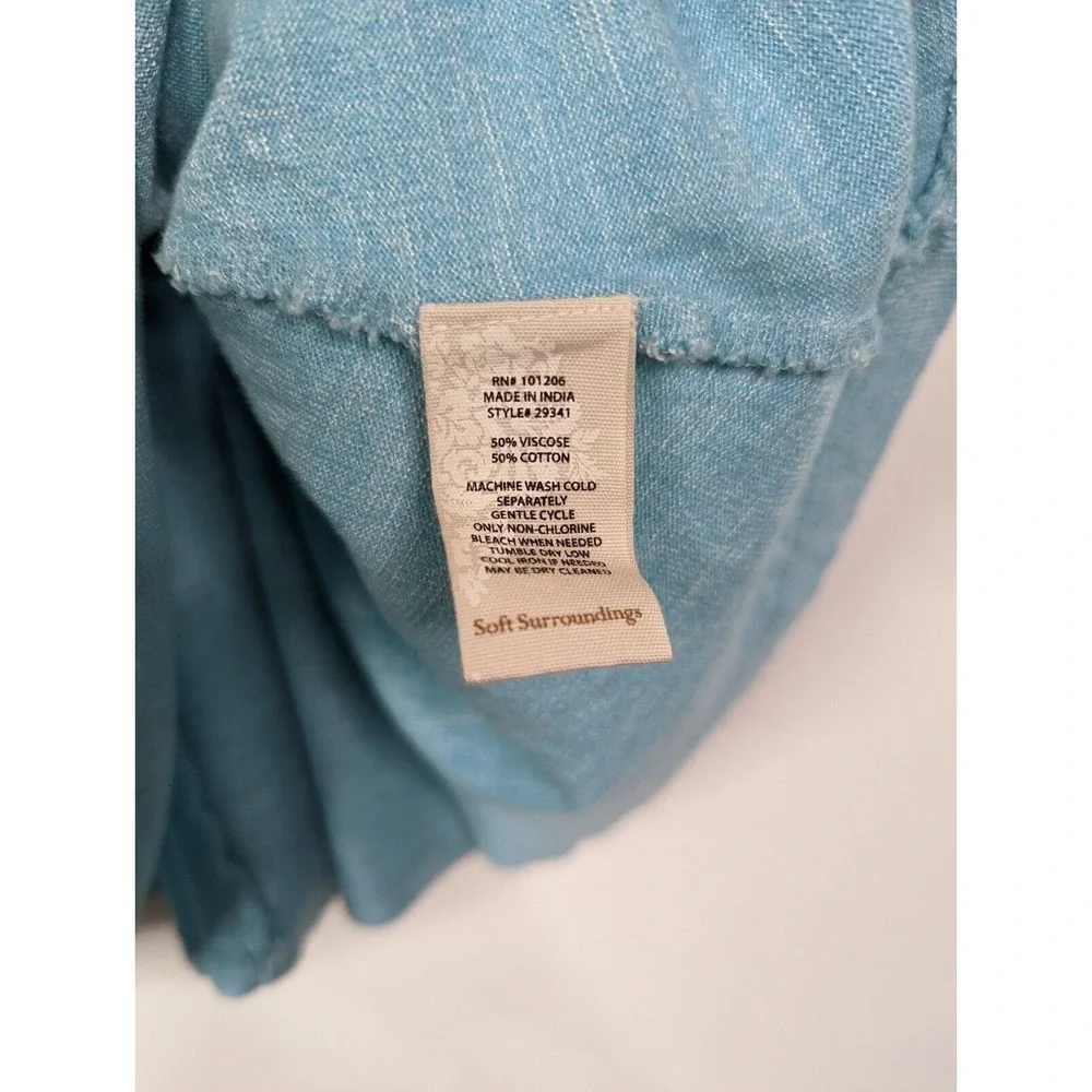Soft Surroundings Womens M Sky Blue Cold Shoulder Maxi Dress w Pockets - Picture 7 of 7